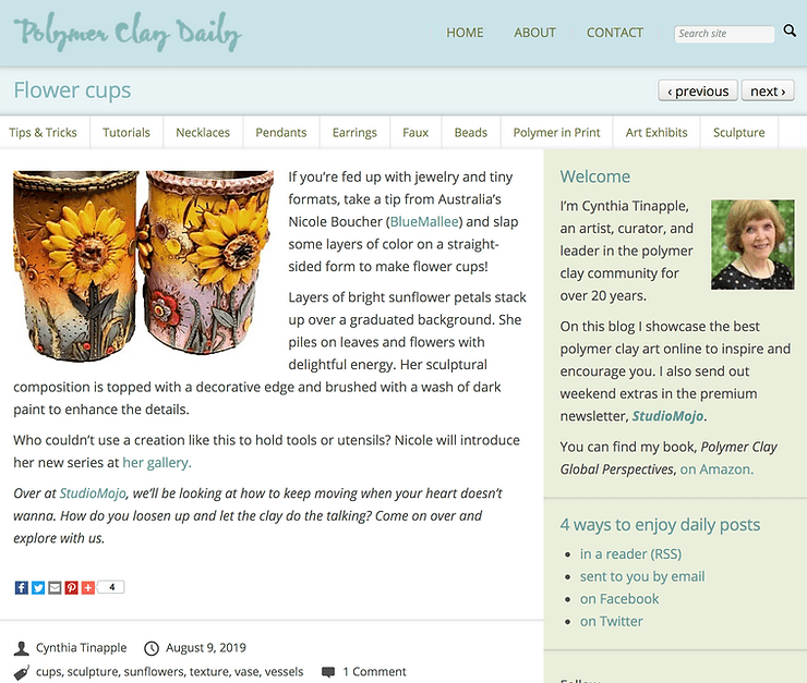 Another Feature on Polymer Clay Daily
